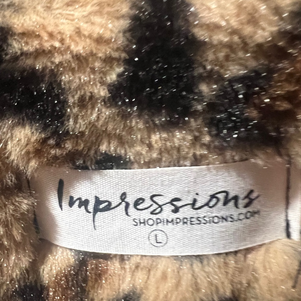 Impressions Tan Leopard Print Teddy Jacket - Picture 2 of 10